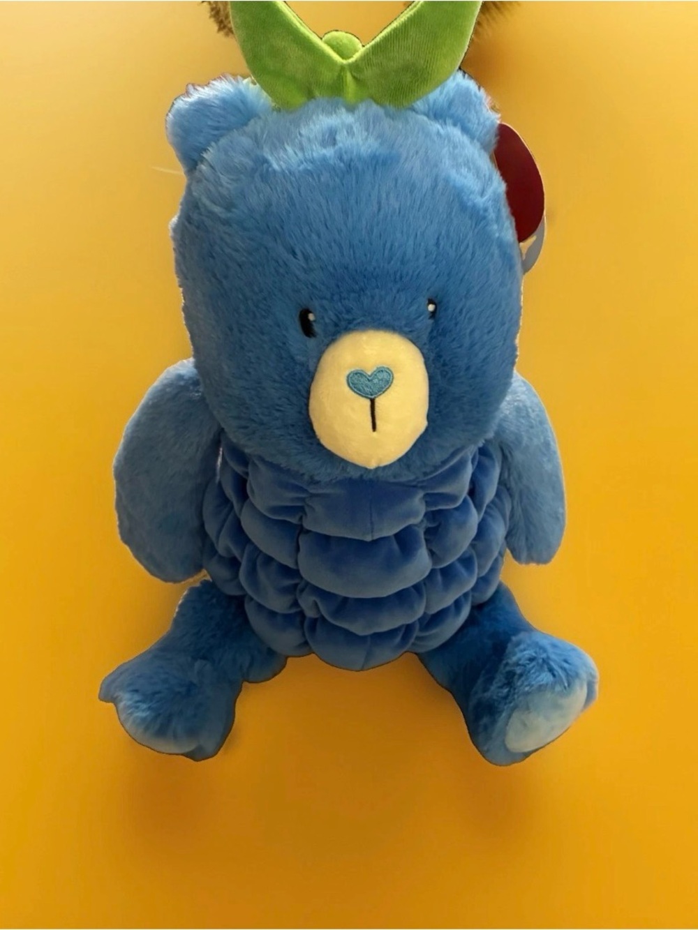 Giggle Scape Blueberry Plush Bear with Heart Nose - Soft Kids Stuffed Animal 16”